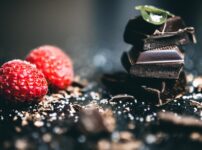 chocolate beside raspberry